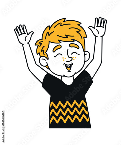 Happy overjoyed boy child portrait