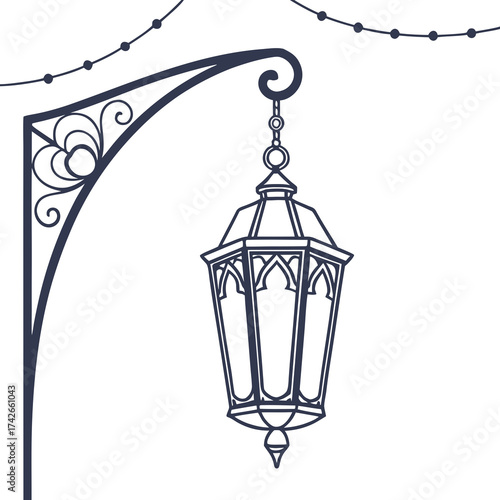 Ramadan lantern hanging on a bracket for muslim