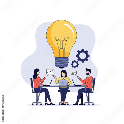 A team brainstorms ideas for a new project generating innovative solutions.