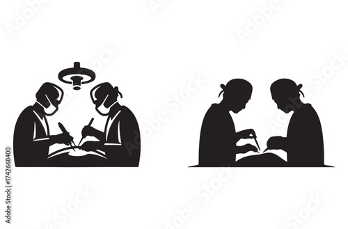 Surgical Professionals Silhouette Sheet – Healthcare Vector Pack