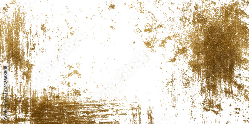 Gold grunge on transparent background. Gold grunge texture with distressed effect - abstract patina background. Gold wall texture for design and creative projects - vector illustration 