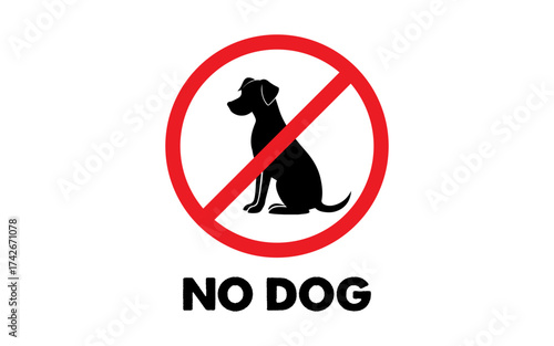 No Dogs Allowed sign vector icon pet prohibition symbol and warning label forbidden restricted