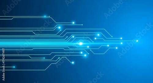 Abstract technology background with circuit board pattern and glowing lights