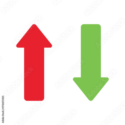 Red and green arrows icon isolated on white background. Sign vector.
