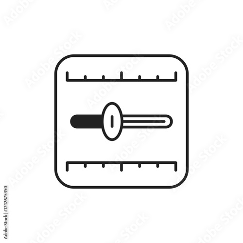 Slider Scale Icon, Measurement Tick Marks Line Art Asset