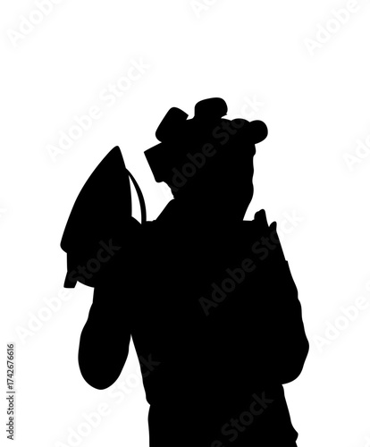 Silhouette of a person with a camera and a microphone ready to record a video or broadcast