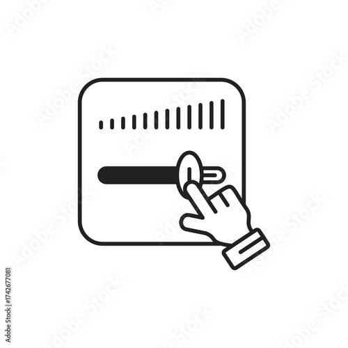 Slider Drag Icon, Hand Cursor Interaction Outline Glyph