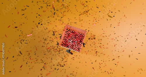 opening of a Halloween gift box with confetti