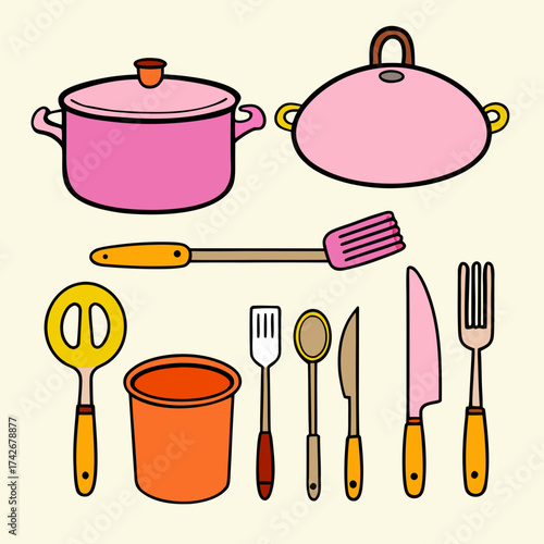 set of kitchen utensils