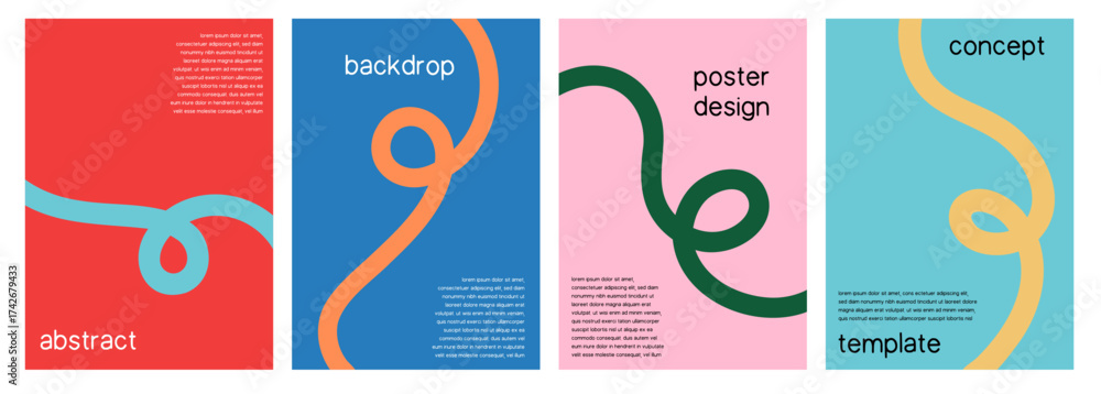 Modern Abstract Wavy Line Backgrounds: Minimalist Poster Design Set for Advertising, Covers, Social Media, and Promotional Graphics