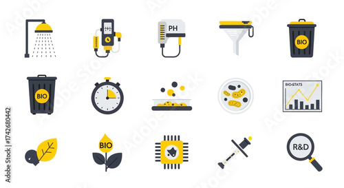 Navigating the intelligent future A comprehensive set of modern vector icons illustrating artificial intelligence concepts, data processing, and technological advancements in a connected world