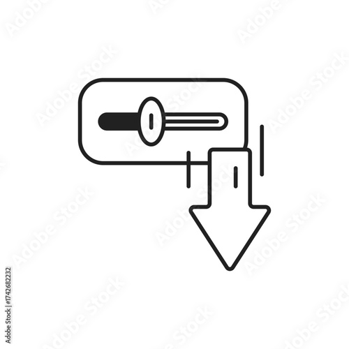 Slider Decrease Icon, Down Arrow Value Reducer Outline