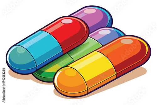 Colorful Capsule Pills Illustration – Medical Pharmacy Vector Design