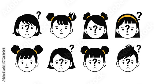 Children expressing confusion and uncertainty with question marks above their heads.