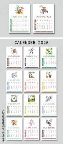 2026 Short Wall Calendar Template Layout for Official Use