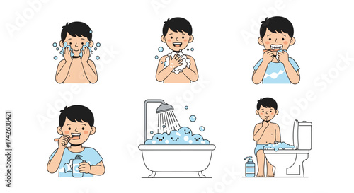 Step by step guide to personal hygiene and daily routines for boys.