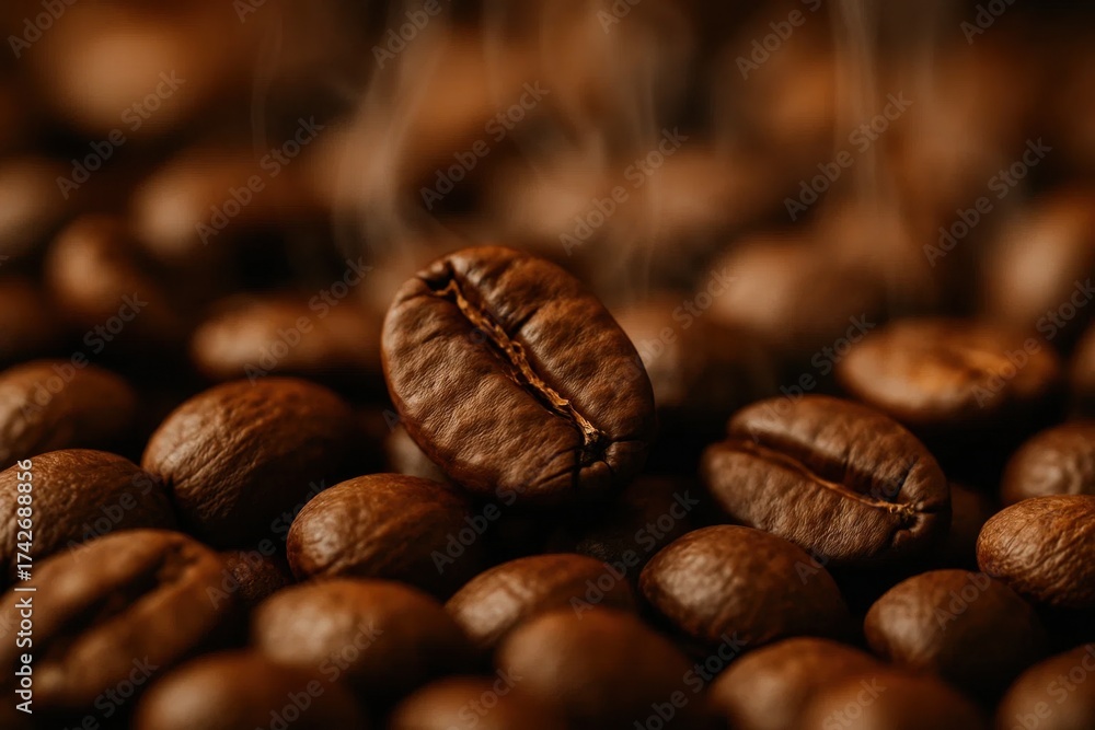 Fototapeta premium Latvia, Kandava, 2025-08-23, Latvijas kauss An intricate dance of light and shadow on a sea of roasted coffee beans, each with its own unique story etched into its surface