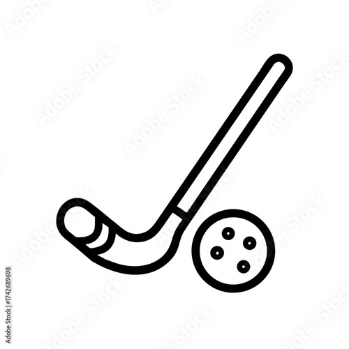 Hockey stick and ball outline icon