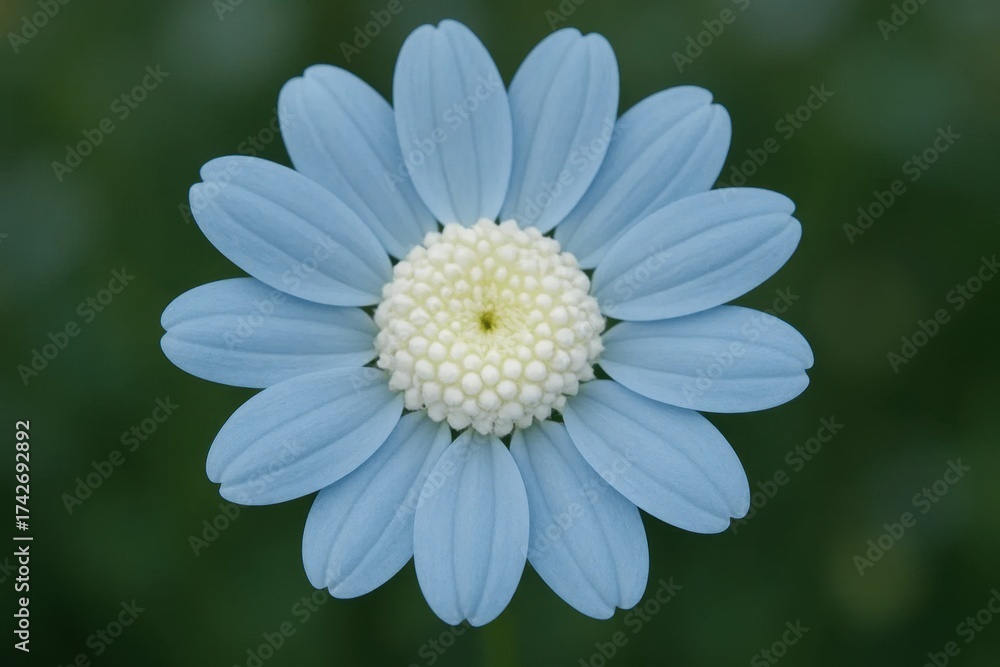 Obraz premium Latvia, Kandava, 2025-08-23, Latvijas kauss A single blue daisy stands out against a verdant backdrop, its petals unfurling in a delicate dance of nature's artistry