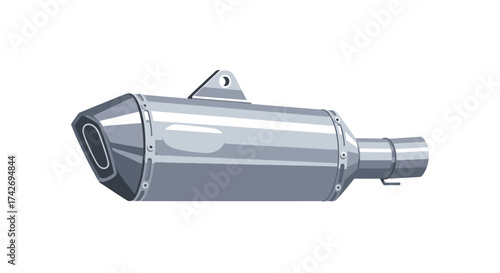 Shiny Silver Motorcycle Exhaust Muffler Part.