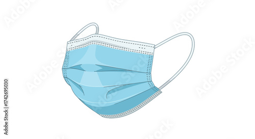 Light blue disposable medical surgical face mask for protection.