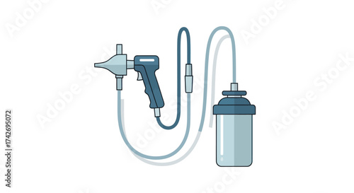 Medical Nebulizer Device with Mask and Reservoir Illustration.