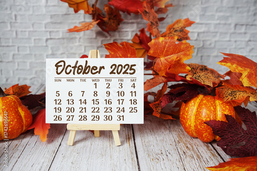 October 2025 annual monthly desk calendar for planning and management