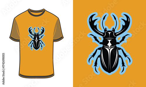 Tshirt mockup stag beetle graphic orange t shirt insect animal