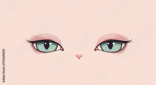 Cute cat eyes in soft pastel style for cartoon animal illustration