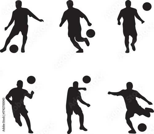 Silhouette Vector Illustration of Soccer Football Players in Action Collection