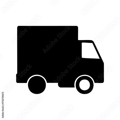 Isolated black delivery truck silhouette image great for any transportation needs