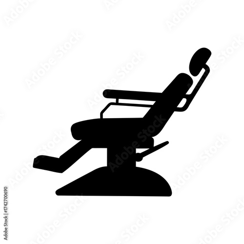 Isolated black silhouette of dental chair on white background graphic resource