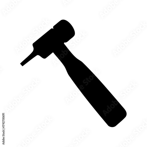 Silhouette of an otoscope, a medical instrument used to examine the ear