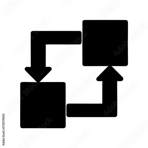 Black and white diagram illustrating a continuous process with cyclical flow