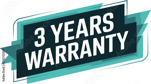 Vector art of 3 years warranty badge with teal and blue accents
