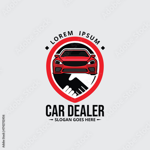 Modern flat design car dealership logo with bold colors