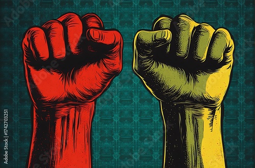 Hand with red glove gesture icon.