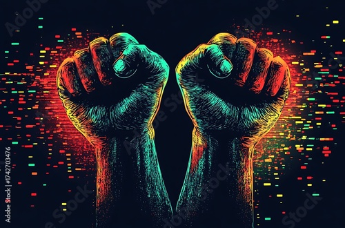 Hand with red glove gesture icon.