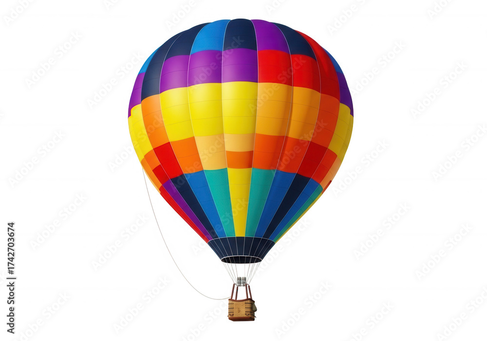 Naklejka premium Colorful hot air balloon ascending isolated on a transparent background