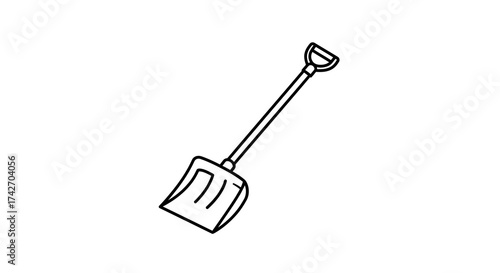 Minimalist linear snow shovel design with simple outline
