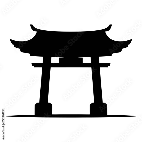 Japan Gate icon Silhouette vector style on white background