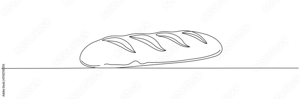 Fototapeta premium Bread. Continuous single line drawing. Vector illustration. Editable line.