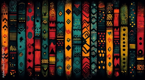 Colorful stained glass church window art.