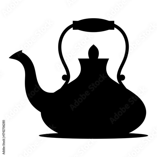 black arabic traditional Kettle icon Silhouette vector style with white background