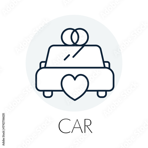 Getaway Car Outline - Bridal Journey - Luxury Auto - Outline Vector - Romantic Drive