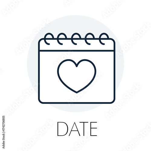 Save The Date Calendar - Romantic Day - Appointment Planner - Outline Vector - Engagement Schedule