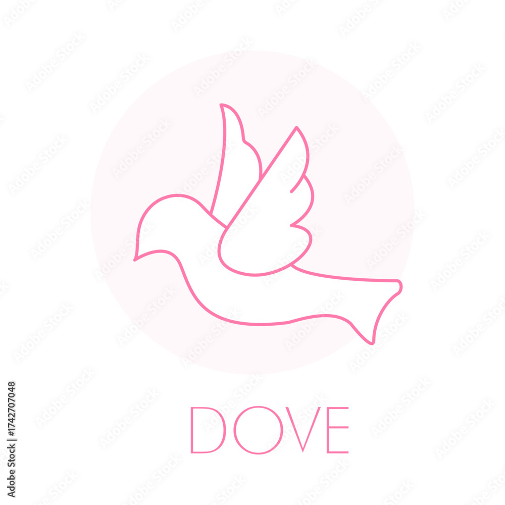 Fototapeta premium Wedding Dove Icon - Peace Symbol - Love Bird - Freedom Spirit - Anniversary Flight