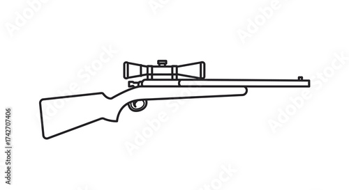 Minimalist linear rifle design with scope