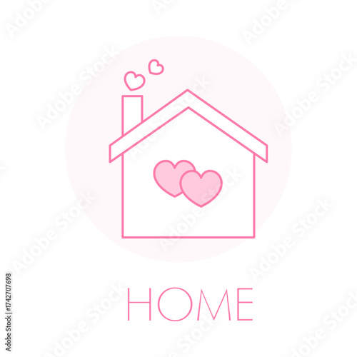 Wedding Home Icon - House Love - Family Building - Couple Residence - Anniversary Comfort