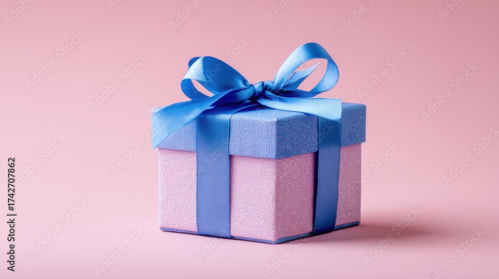 Obraz premium blue gift box on pink background